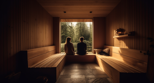 Ein junges Paar in der Sauna